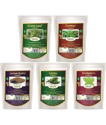 Biotic Neem, Karela, Gurmar, Baelpatra & Jamun Seed Powder 250 gm Pack of 5