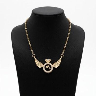 Angel Wing Dolphin Ring Pendant Necklace | Gold-Tone Anti-Tarnish Imitation Jewellery