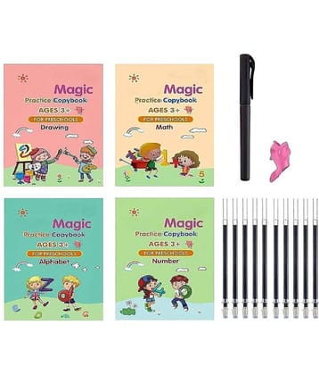 Sank Magic Practice Copybook - (1 Pen + 1 Grip + 4 BOOKS + 10 REFILL) Number Tracing Book - Writing Book - Magic Calligraphy - Copybook Set - Calligraphy Pen