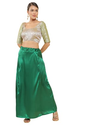 Women's Silk Solid Free Size Petticoat (Green)