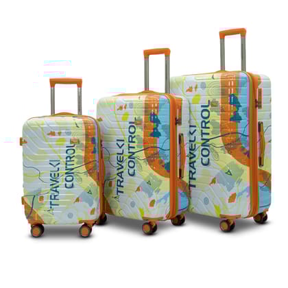 American Traveller THE UPLAND Trolley Bag Set of 3  Cabin, Medium, Large | Travel Suitcase Set | Durable Hard Shell | TSA-Type Lock | Spinner Trolley with Anti-Theft Zippers (3, Sky Blue(Light Blue))