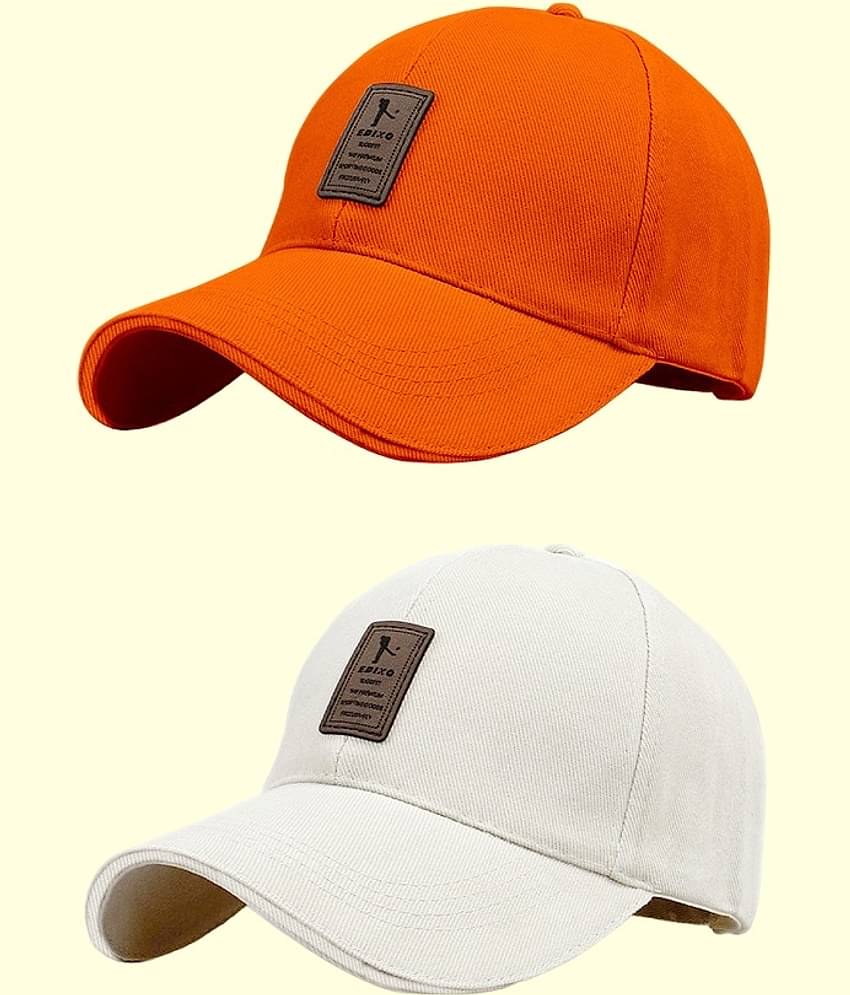 Bolax Pack of 2 cotton Men's Cap ( Orange )