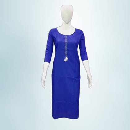 Solid Royal Blue Cotton Straight Kurti | Minimalist Ethnic Wear | Casual & Office Wear