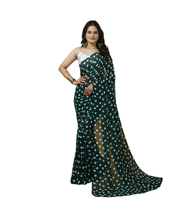 Women's Georgette Printed Saree With Unstitched Blouse 5.5Mtr (Green)-PID63026