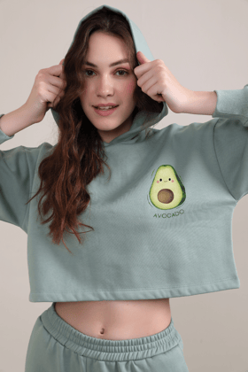 Avacado-Crop Hoodie-M