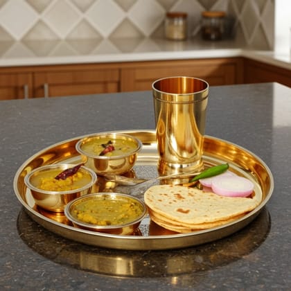 Pure Brass Thali Set 7 Pcs. (BCMAS108 A)