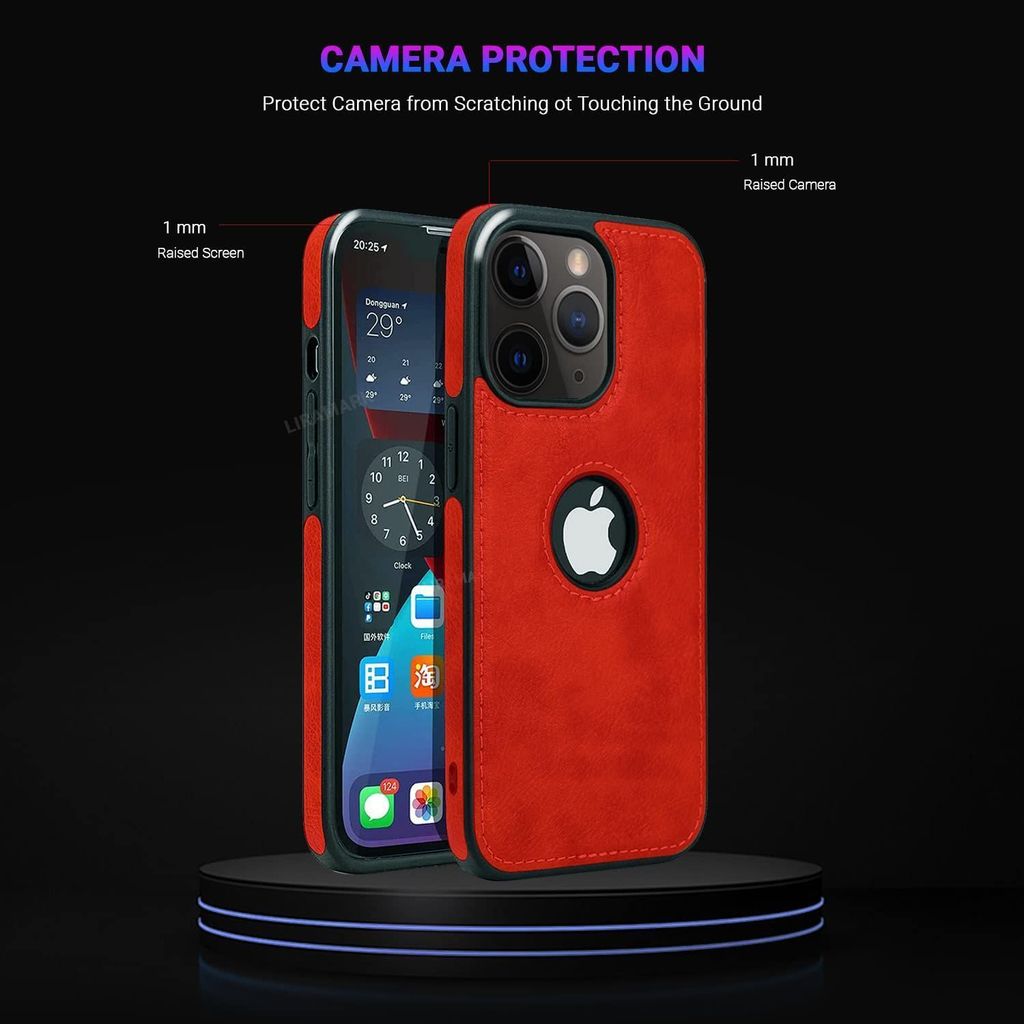 LIRAMARK PU Leather Flexible Back Cover Case Designed for iPhone 11 Pro Max