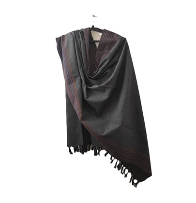 Dhaga Vishwas Ka Handloom Cotton Stole Grey Blue