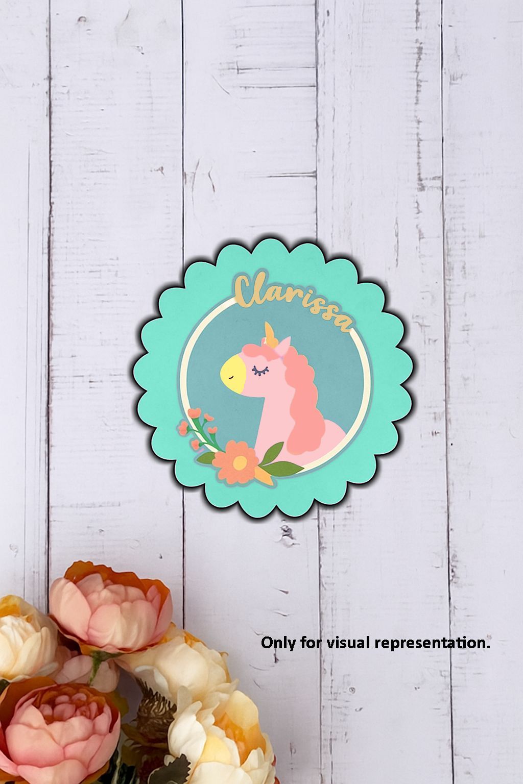Dbeautify's MDF DIY Unicorn Floral Name Plate for Kids