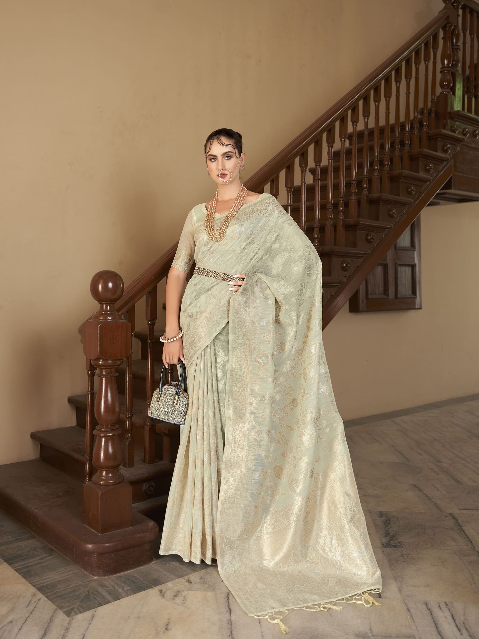 Grey Banarasi  Silk Saree