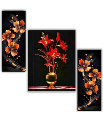SNDArt Set Of 3 Flower Pots Wall Paintings For Living Room Gift Items 12 x 18 inch