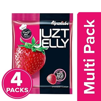 Alpenliebe Juzt Jelly - Strawberry Flavour, 4x148 g Multipack - 148 gm - 148 gm - One Unit