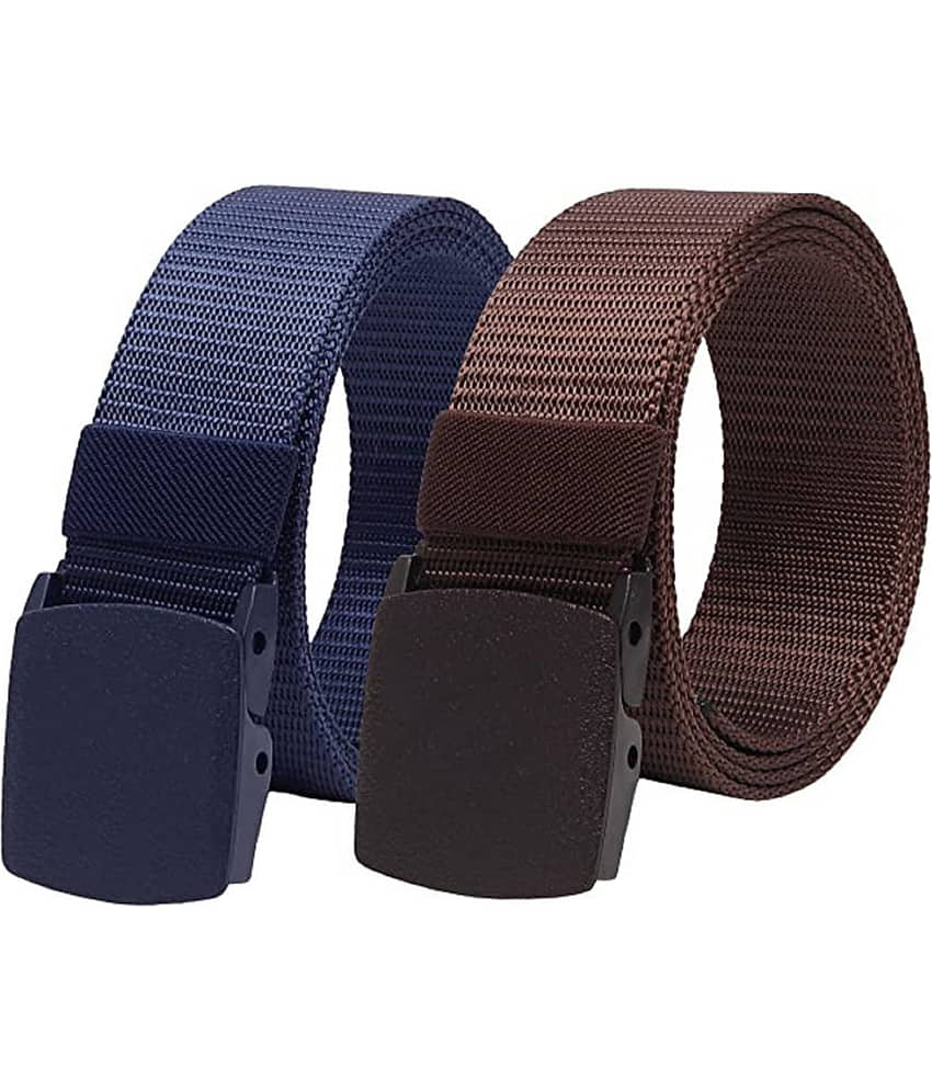 SILKSHOPPING - Multicolor Nylon Men's Casual Belt ( Pack of 2 )