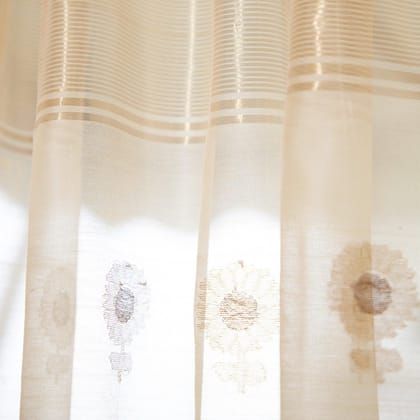 Handwoven Chanderi Curtain - 7ft / 84"-7ft x 3ft 8Inches / 84inches x 44inches / Off-white/Cream / Chanderi