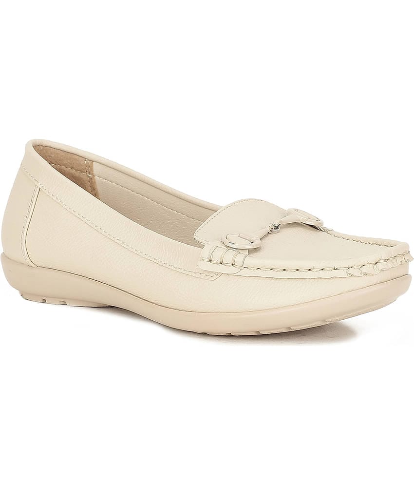 Bata Off White Women's Loafers