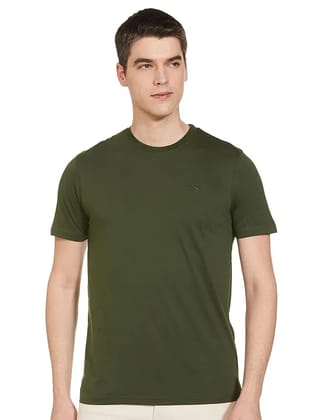 Men's Cotton Regular Fit Half Sleeves Crew Neck Solid Lounge T-Shirt