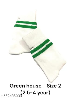 Light Green House white School Lycra cotton socks - Pack of 2 (2.5-4 Year)