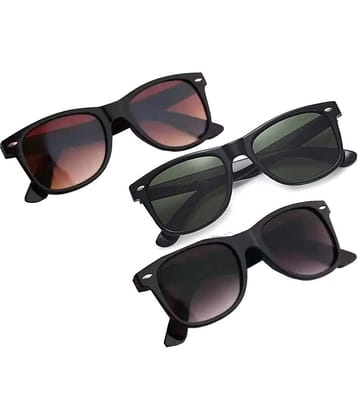 Elligator Multicolor Rectangular Sunglasses ( Pack of 3 )