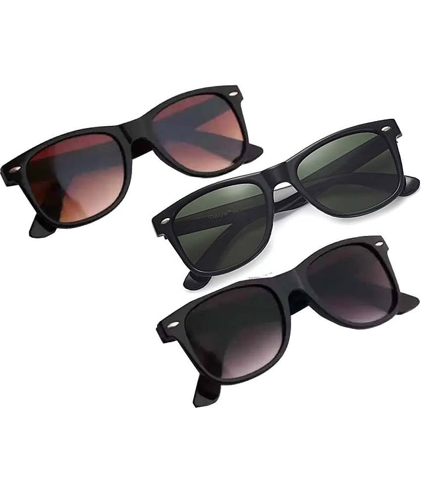 Elligator Multicolor Rectangular Sunglasses ( Pack of 3 )