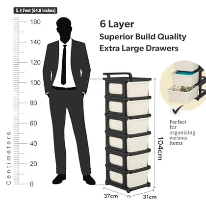 Kuber Industries 6 Layer Storage Rack with Wheels