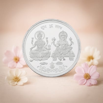 20g Fine Silver 999 Lakshmi Ganesh Coin | Shubh Labh Engraved Pure Silver Coin | Diwali Pooja & Gifting