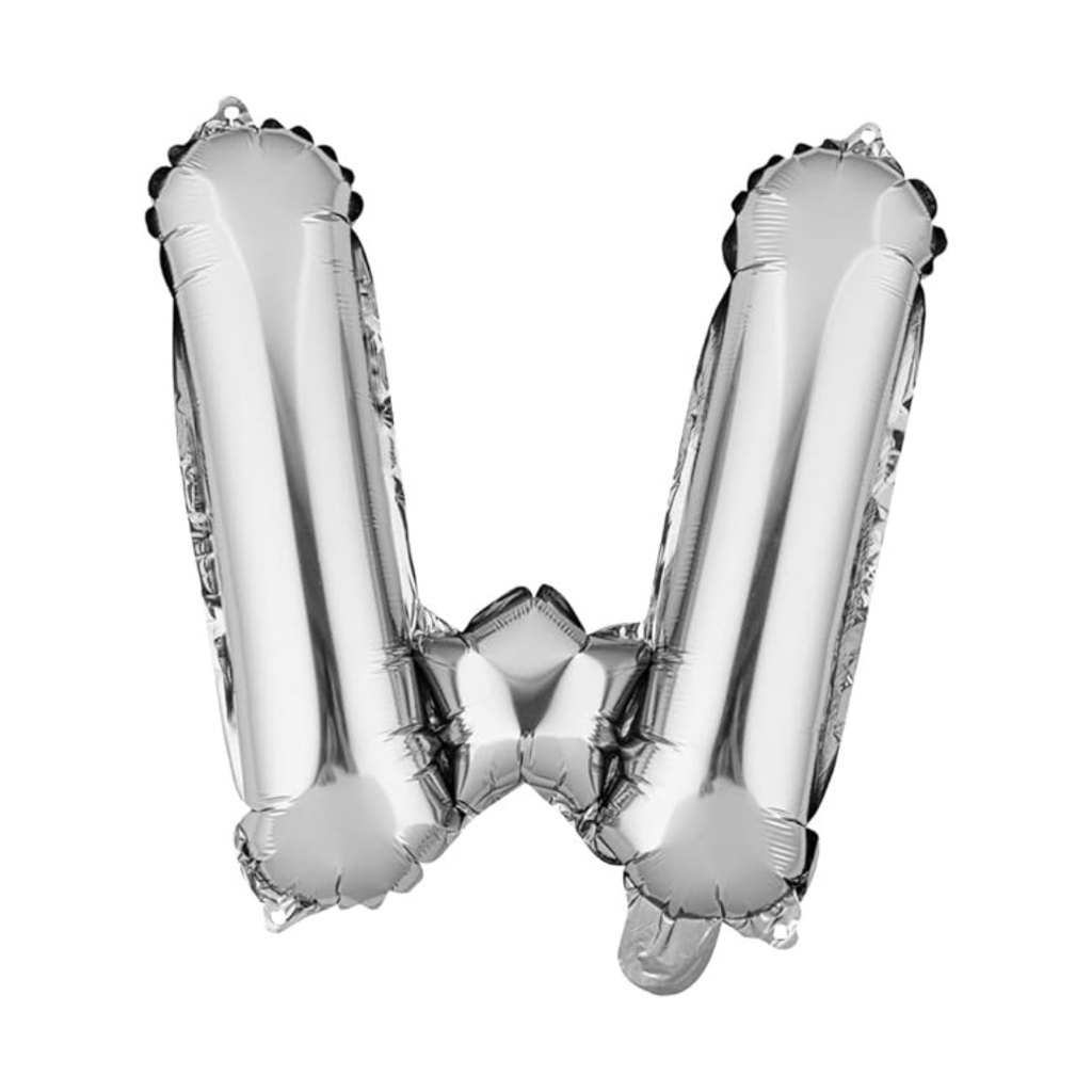 Letter W Silver Foil Balloon - Air Filled - 16 inches - 1PC - Party and Festive Needs | Buy online on ZillyBuy