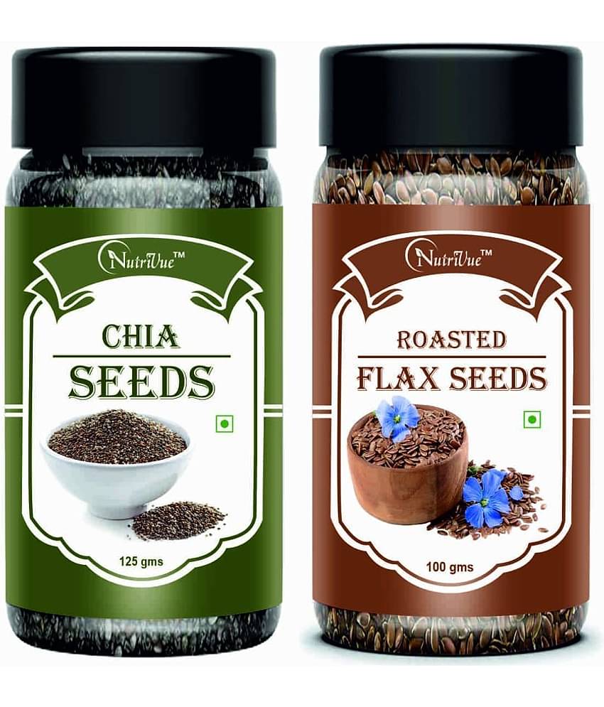 NUTRIVUE Chia Seeds & Roasted Flax Seeds 250 gm Pack of 2