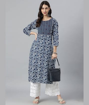 Stylum Cotton Printed Straight Women's Kurti - Navy Blue ( Pack of 1 )