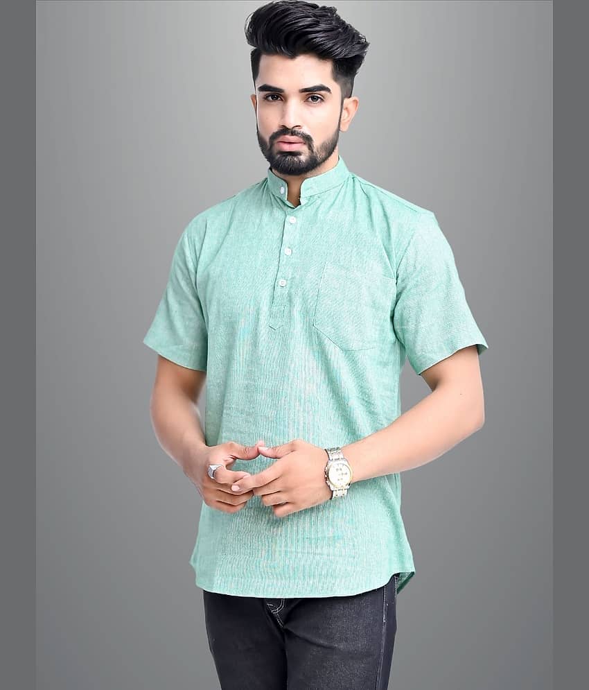 QuaClo - Green Cotton Blend Men's Regular Kurta ( Pack of 1 )
