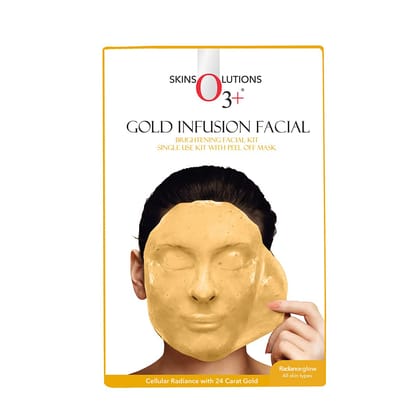 O3+ Gold Infusion Brightening Facial Kit 45g with Peel off Mask for Glowing Skin | Gold Facial kit for Exfoliate & Detoxify the Skin, For All Skin Types O3+ Gold Infusion Brightening Facial Kit 45g with Peel off Mask for Glowing Skin | Gold Facial kit fo