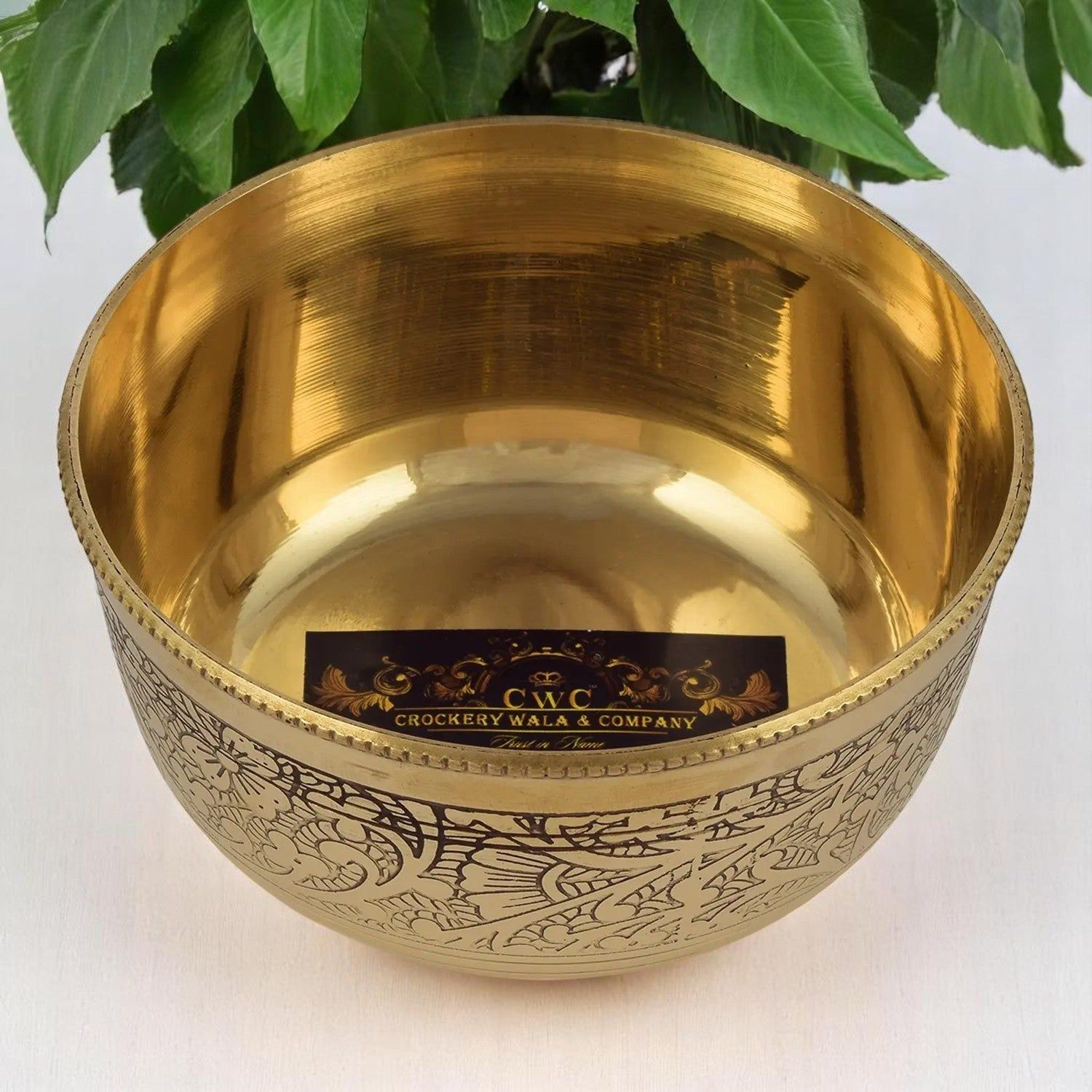 Pure Brass Embossed Flower Design Bowl Katori Dinnerware