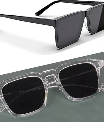 Elligator Multicolor Rectangular Sunglasses ( Pack of 2 ) - Medium