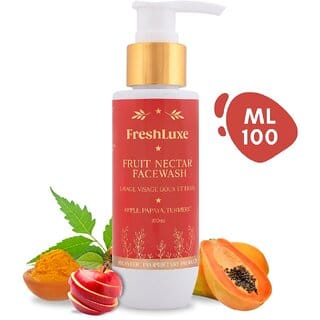 FreshLuxe Fruit Nectar Face Wash  Apple, Papaya  Turmeric  Brightening  Revitalizing  Unisex  Natural  100ml