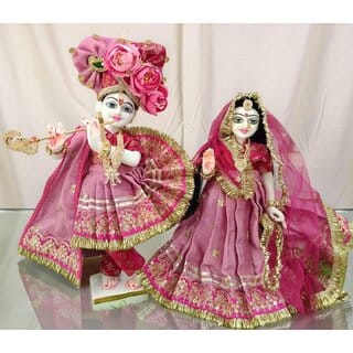 Designer Radha Krishna Poshak  Magenta Dress for Yugal Jodi
