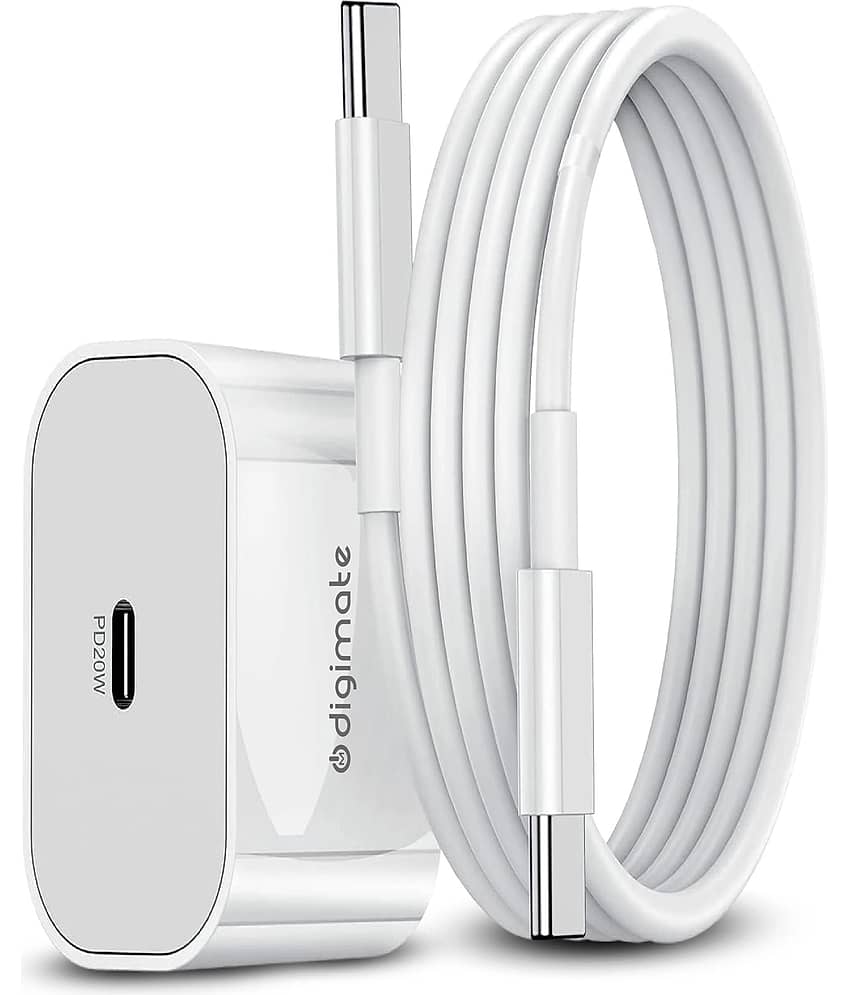 Digimate iPhone 20W PD Charger with Type-C to Type-C Cable Compatible for iPhone 14/15/16/17/Pro/Max (DG-ADP-1004, White)