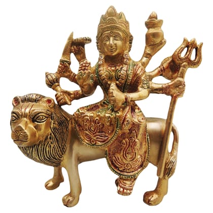 Brass Durga Ji Statue - Spiritual Religious Idol for Puja, Height : 6 Inch (BSMAS491 B)