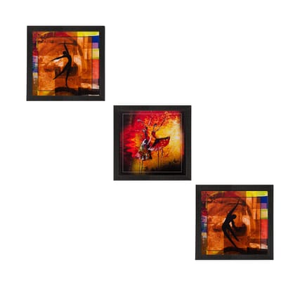 Set Of 3 Dancing Figures Satin Matt Texture UV Art Painting