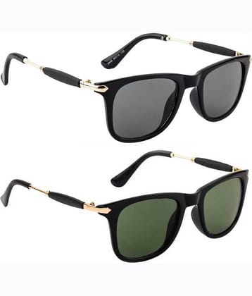 Elligator Gold Rectangular Sunglasses ( Pack of 2 )