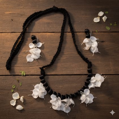 PUSPA HANDICRAFTS WORLD Aswatha Leaf Handmade Floral Necklace & Earring Set