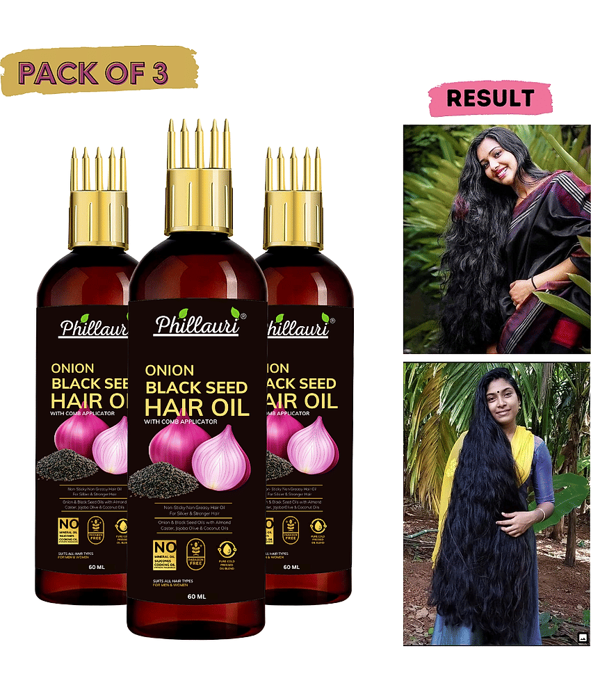 Phillauri Black seed Onion Oil for Hair Regrowth Hair Oil for Men and Women Hair Oil (100 ml) Pack of 2
