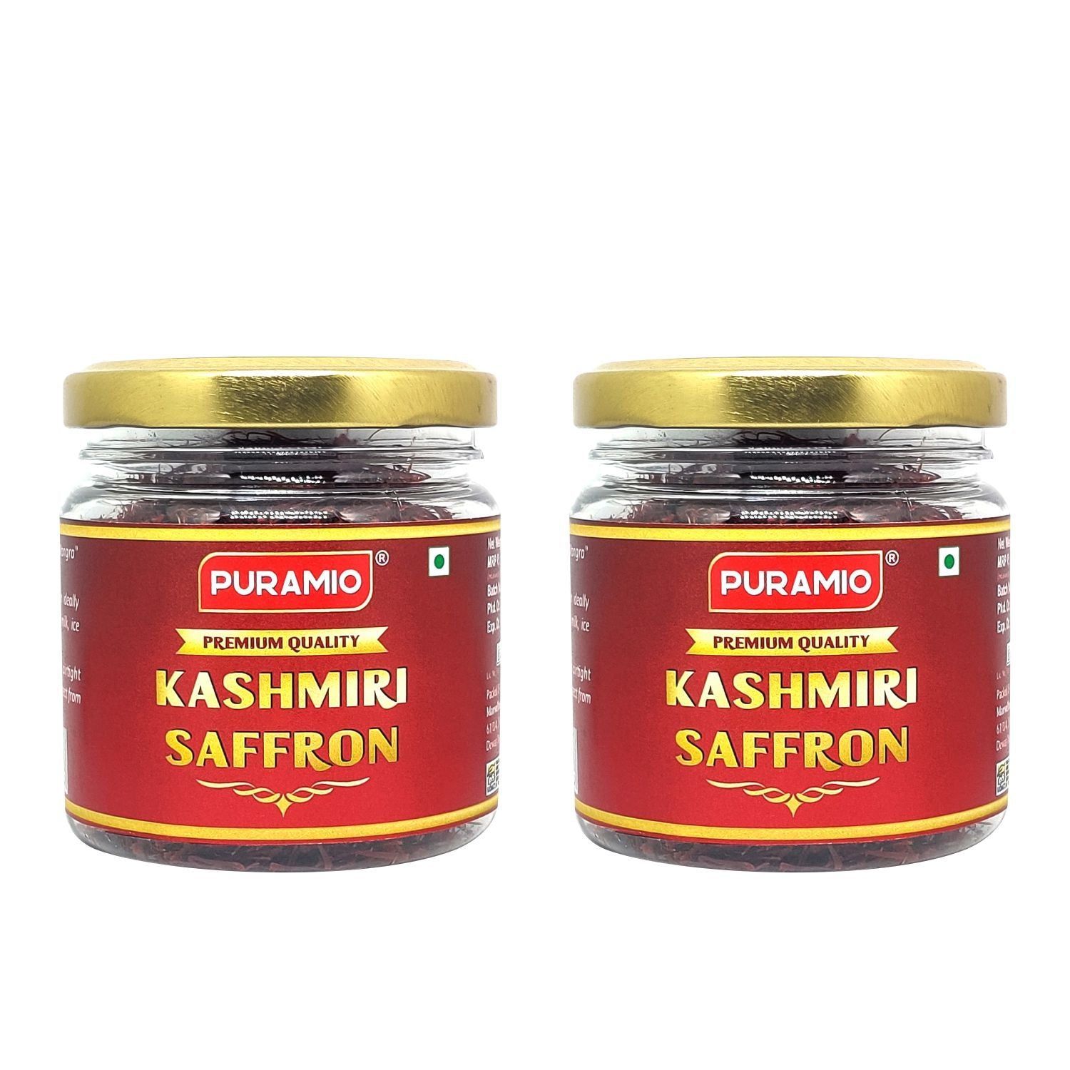 Puramio Kashmiri Saffron (Kesar) - Pure And Natural, 25 gm Each - Pack of 2