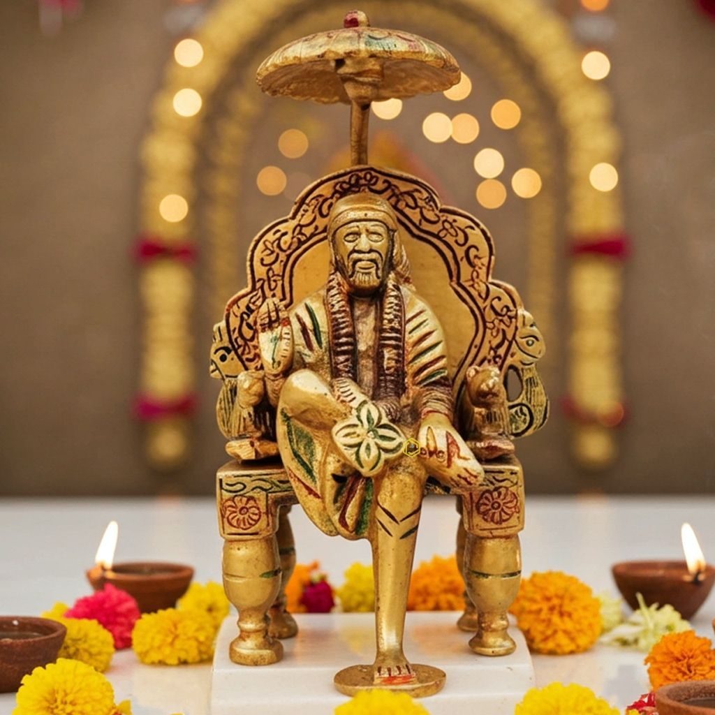 Brass Showpiece Sai Baba Umbrella Statue (BSMAS1304 D)