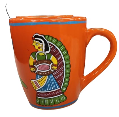 Exquisite Ceramic Coffee Mug with Hand-Painted Tikuli Design
