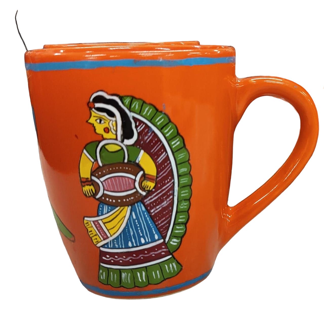 Exquisite Ceramic Coffee Mug with Hand-Painted Tikuli Design
