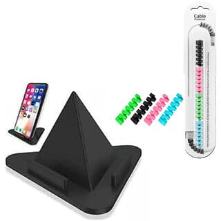 (Combo of 2) Spiral Charger Spring Cable Protector | Phone Stand