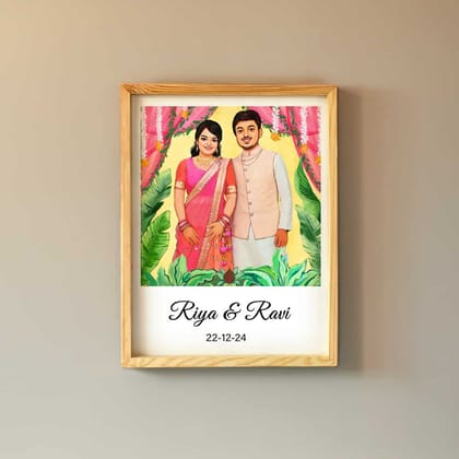 Rectangle Photo based Family Illustration Portrait - Wedding Couple-1,2 / 12x16 inches / Canvas Roll