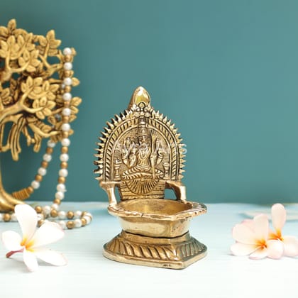 Brass Kamakshi Deepam/Lalitha Devi Deepam - 5 inch Height