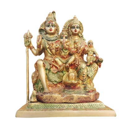 Brass Shiv Parivar Idol - Traditional Family Murti, Height : 11.5 Inch (BSMAS493 E)