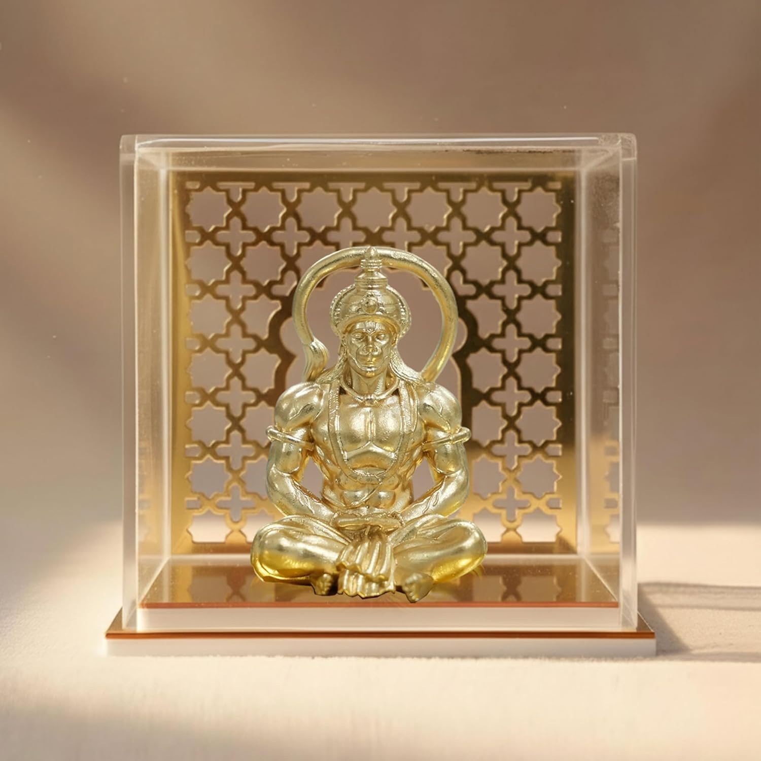 Brahma 3D Farm God Idol Sitting Hanuman with Temple| Hanuman Idol for Home Decor, Pooja Room, Study Table, Living Room & Office Decoration | Gift Item