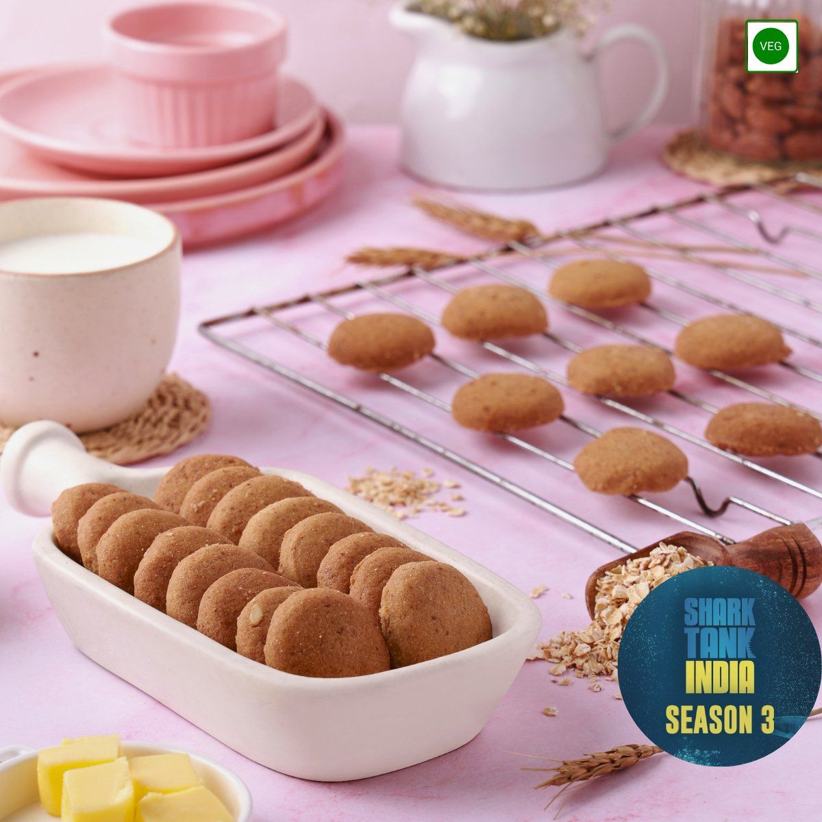 Oats Cookies | Multigrain Millet | Zero Sugar | Low Carb, Diabetic Friendly-185g